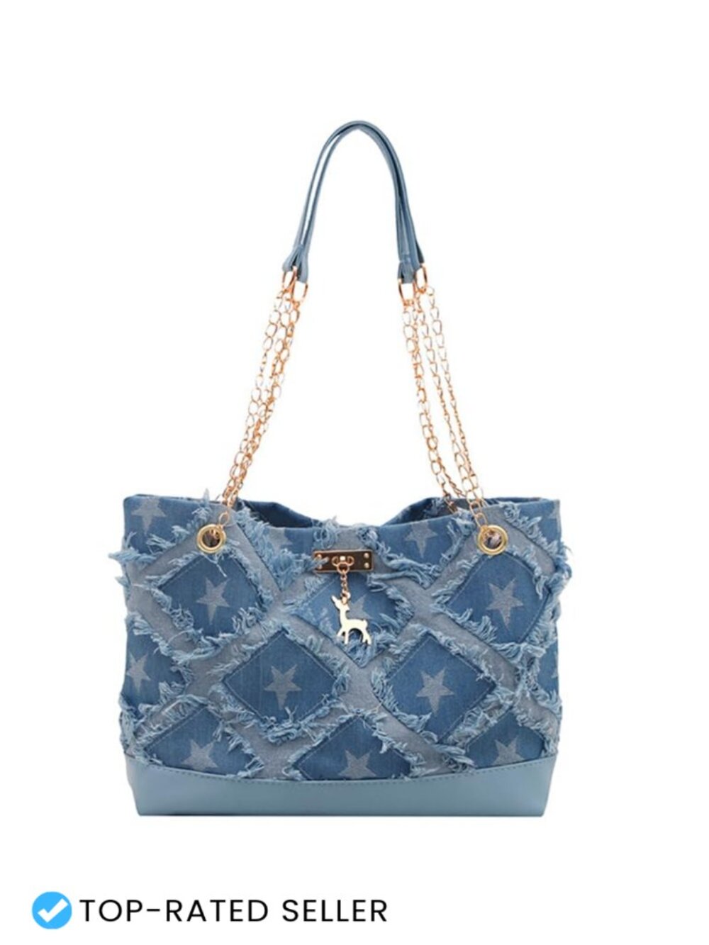 Y2K Denim Shoulder Bag Large Capacity Retro Star 90s Tote Handbag Women